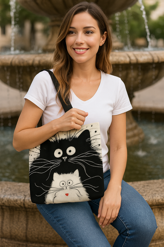 Linen Cat Shoulder Bag